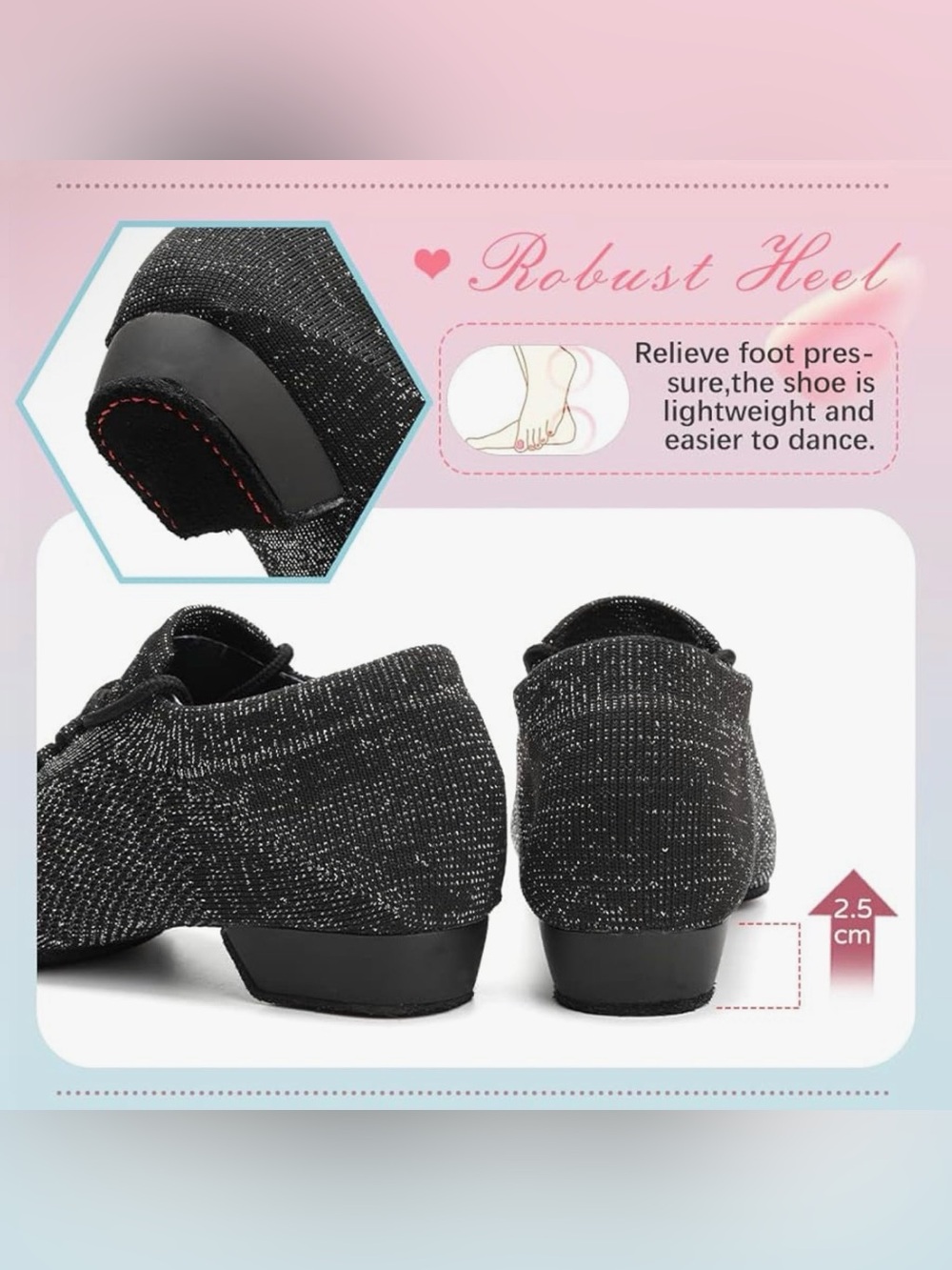 Sparkle Black Lace-Up Dance Shoe - New - Picture 5 of 5